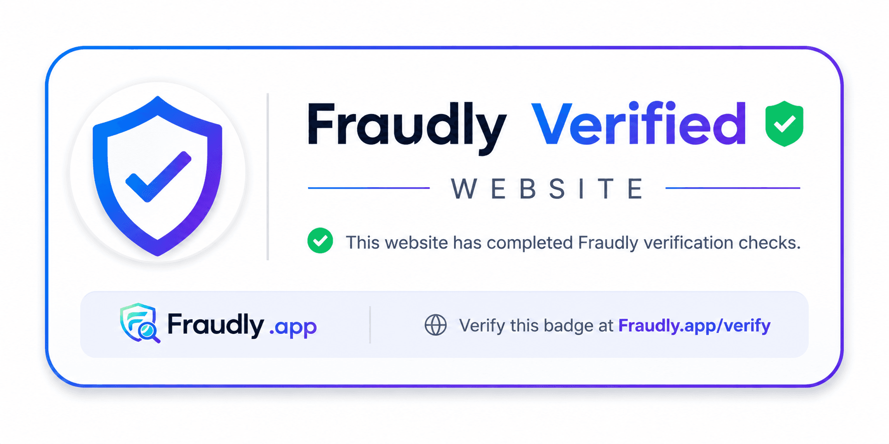 Fraudly Verified Website — This website has completed Fraudly verification checks.
